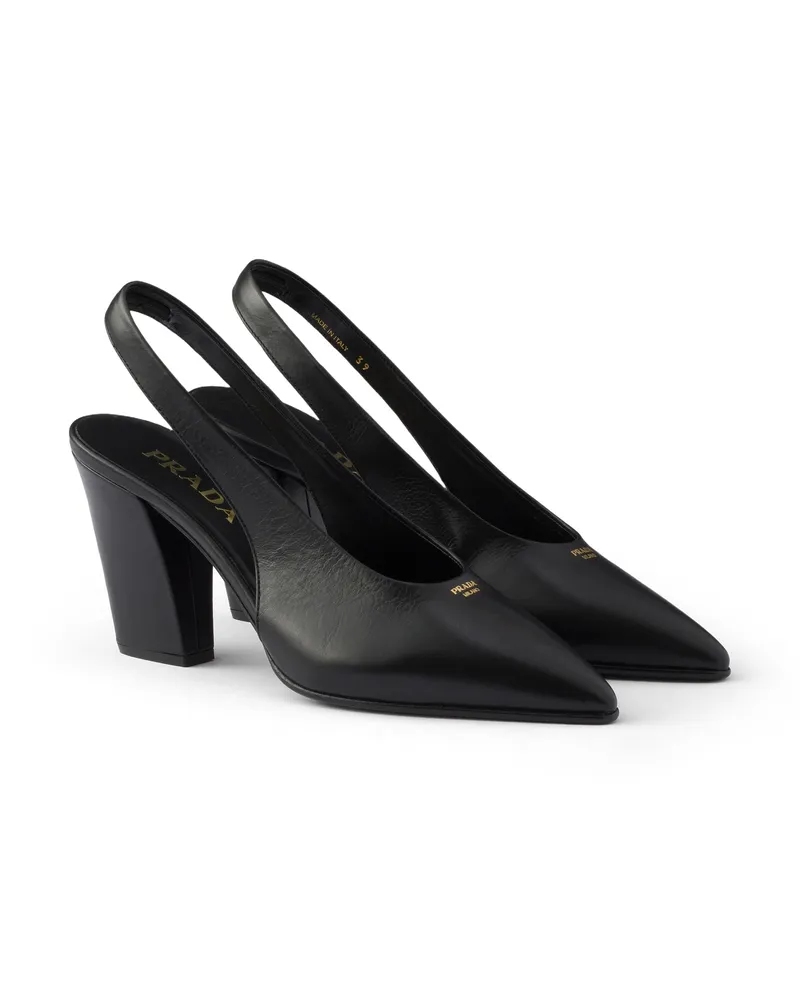Prada Slingback-pumps Aus Leder, Damen, Schwarz, Größe Schwarz