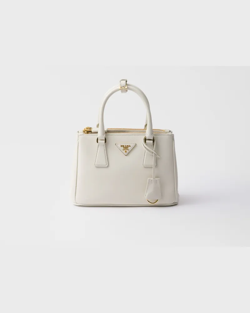 Prada Kleine  Galleria Tasche aus Leder Weiss