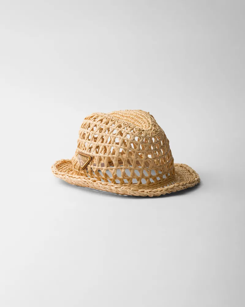 Prada Gehäkelter Fedora-Hut Natur