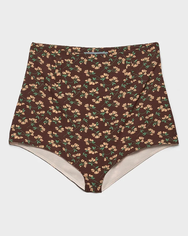 Prada Georgette-Slip mit Blumenprint Ebenholz