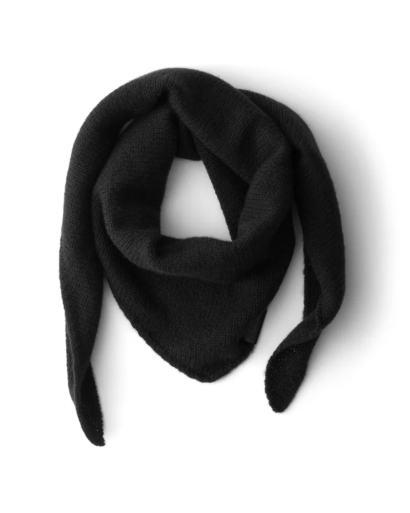 Prada Schal Aus Kaschmir, Damen, Schwarz Schwarz