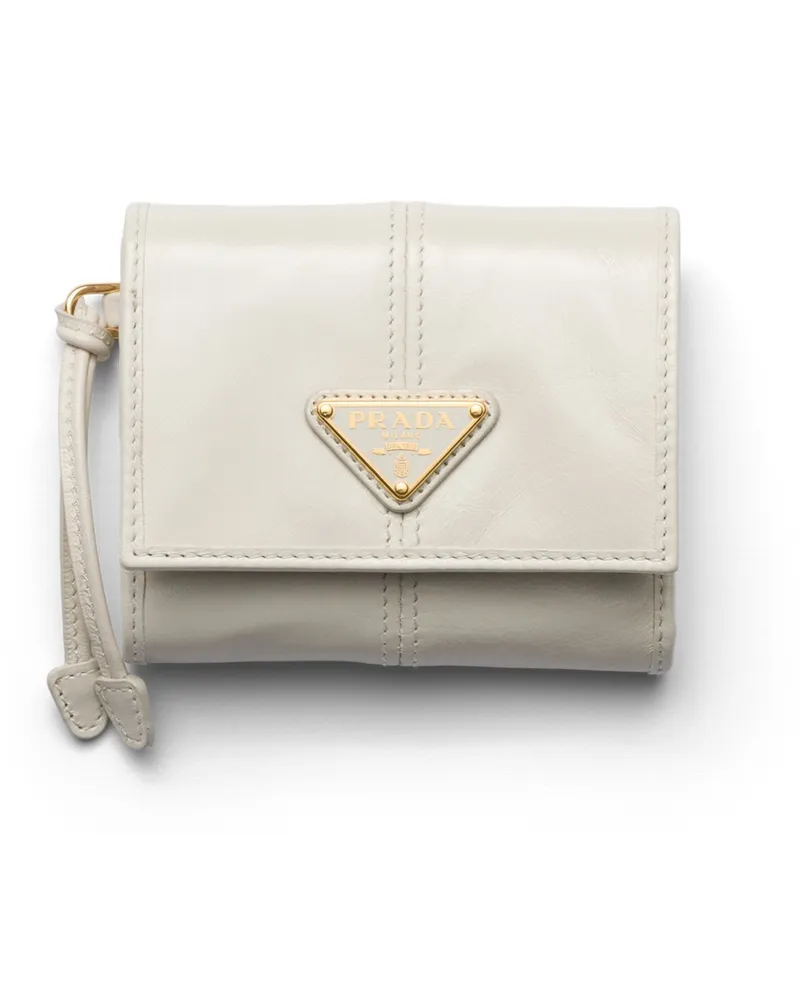 Prada Kleine Geldbörse Aus Leder, Damen, Weiss Weiss