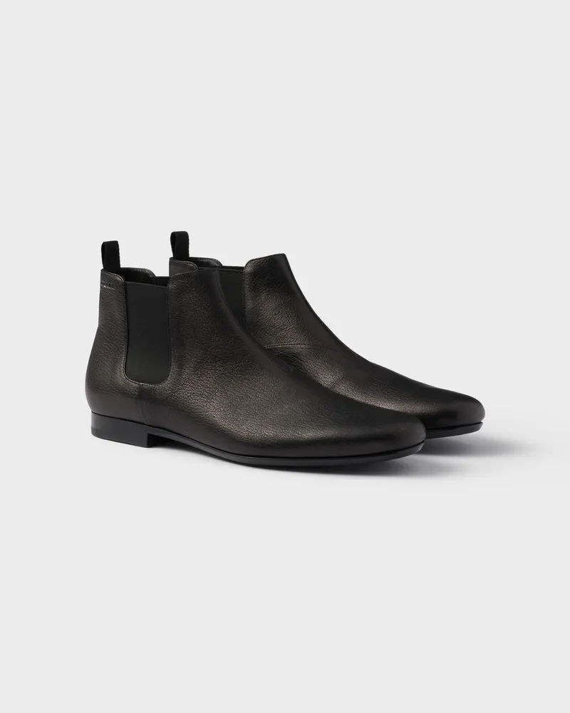 Prada Chelsea Boots aus Leder Schwarz