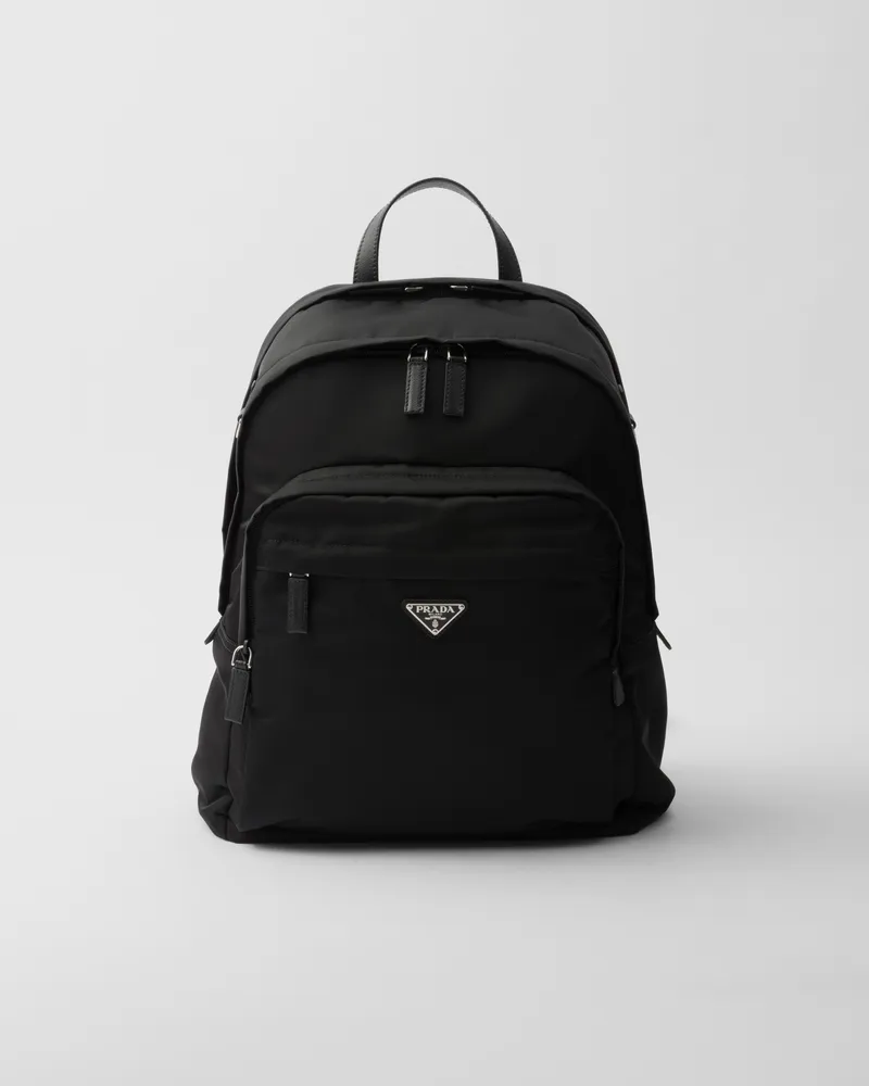 Prada Rucksack aus Re-Nylon und Saffiano-Leder Schwarz