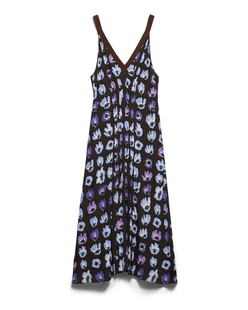 Prada Kleid Aus Marocain Mit Blumenprint , Damen, Violett, Größe Violett