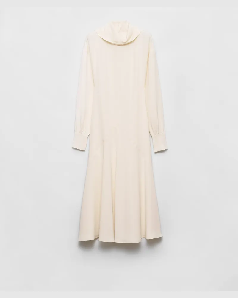Prada Midikleid aus Seiden-Walkstoff Elfenbein
