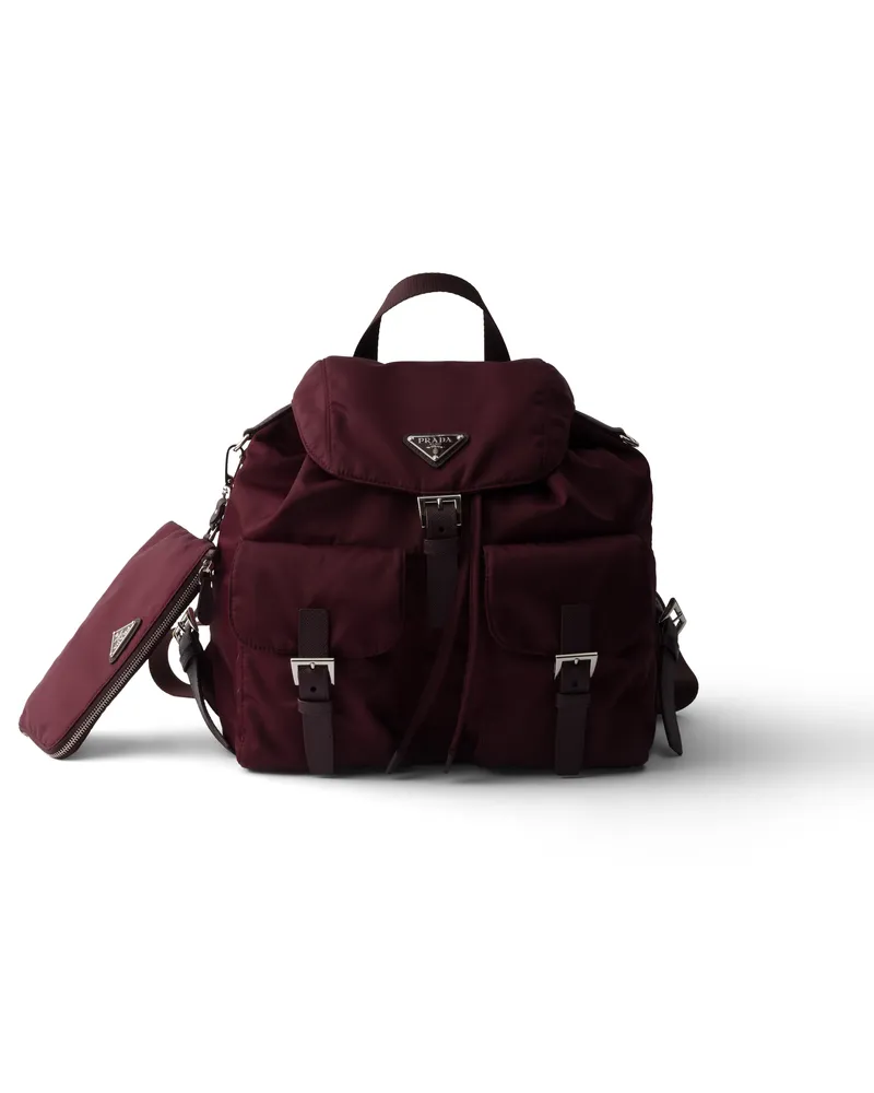 Prada Mittelgroßer Rucksack Aus Re-nylon, Damen, Burgunderrot Burgunderrot