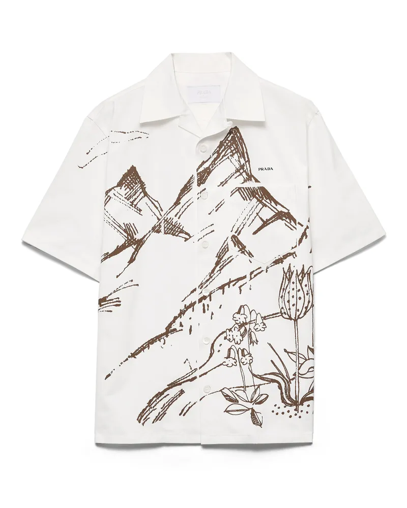 Prada Bowling-hemd Aus Bedruckter Baumwolle, Herren, Kakaobraun, Größe Kakaobraun