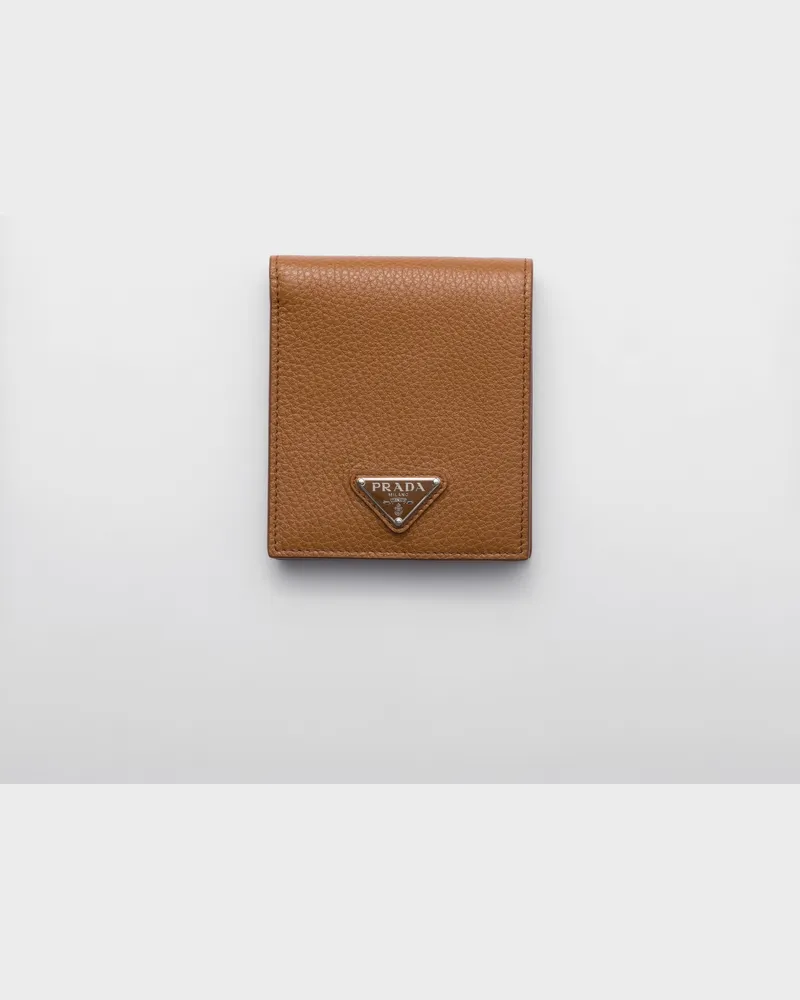 Prada Lederbrieftasche mit Münzfach Cognac
