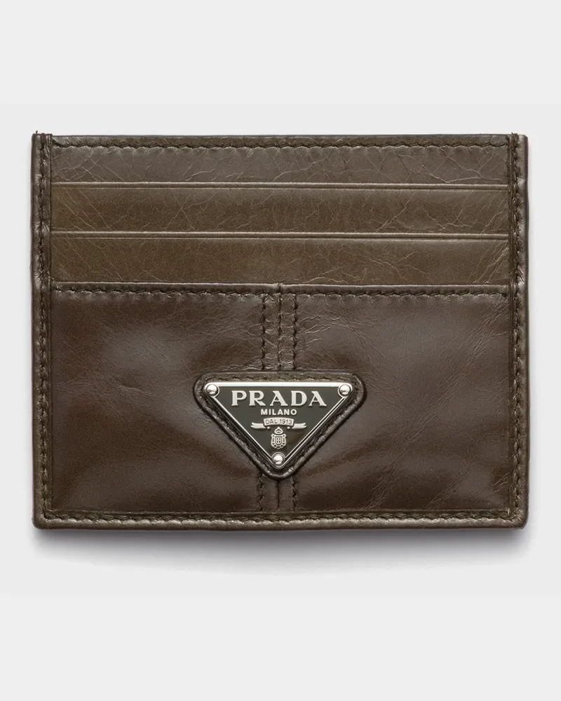 Prada Kartenetui aus Leder Militärgrün
