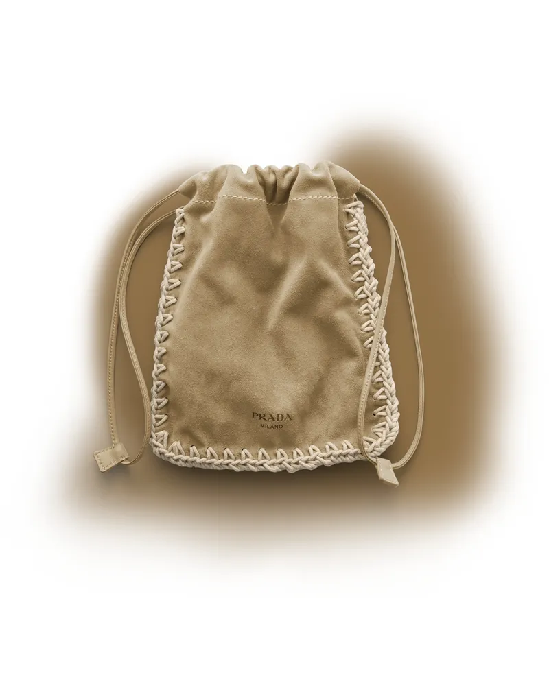 Prada Smartphone-hülle Aus Wildleder, Damen, Wüstenbeige Wüstenbeige