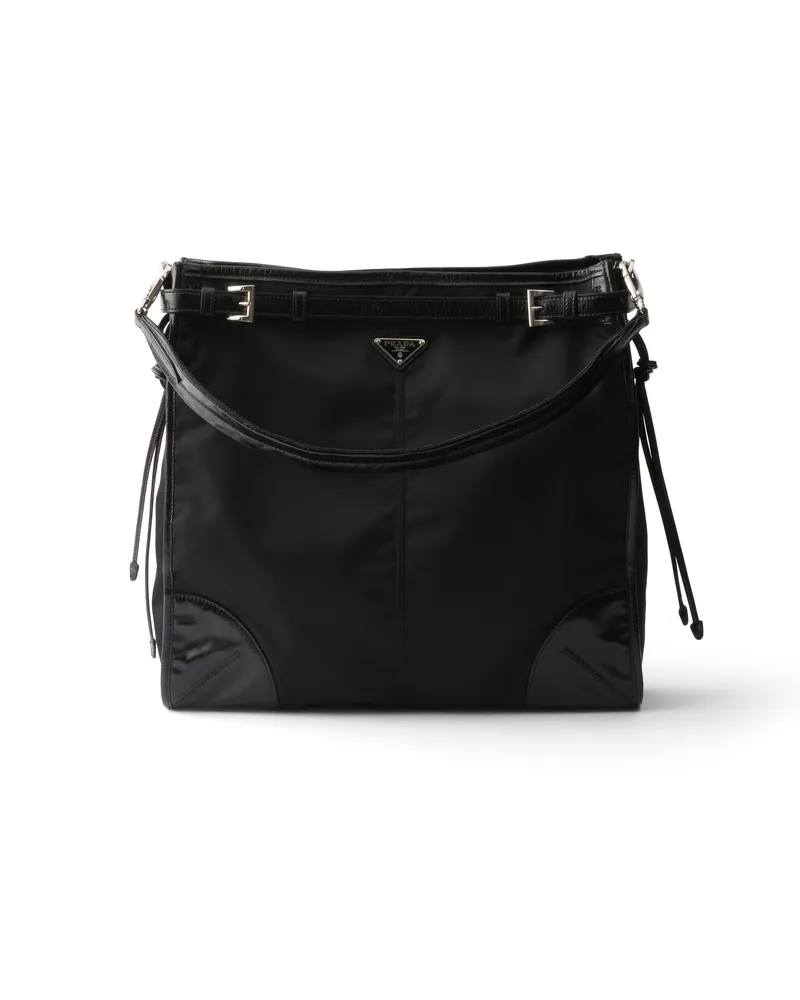 Prada Bonnie Re-nylon And Leather Shoulder Bag, Herren, Schwarz Schwarz