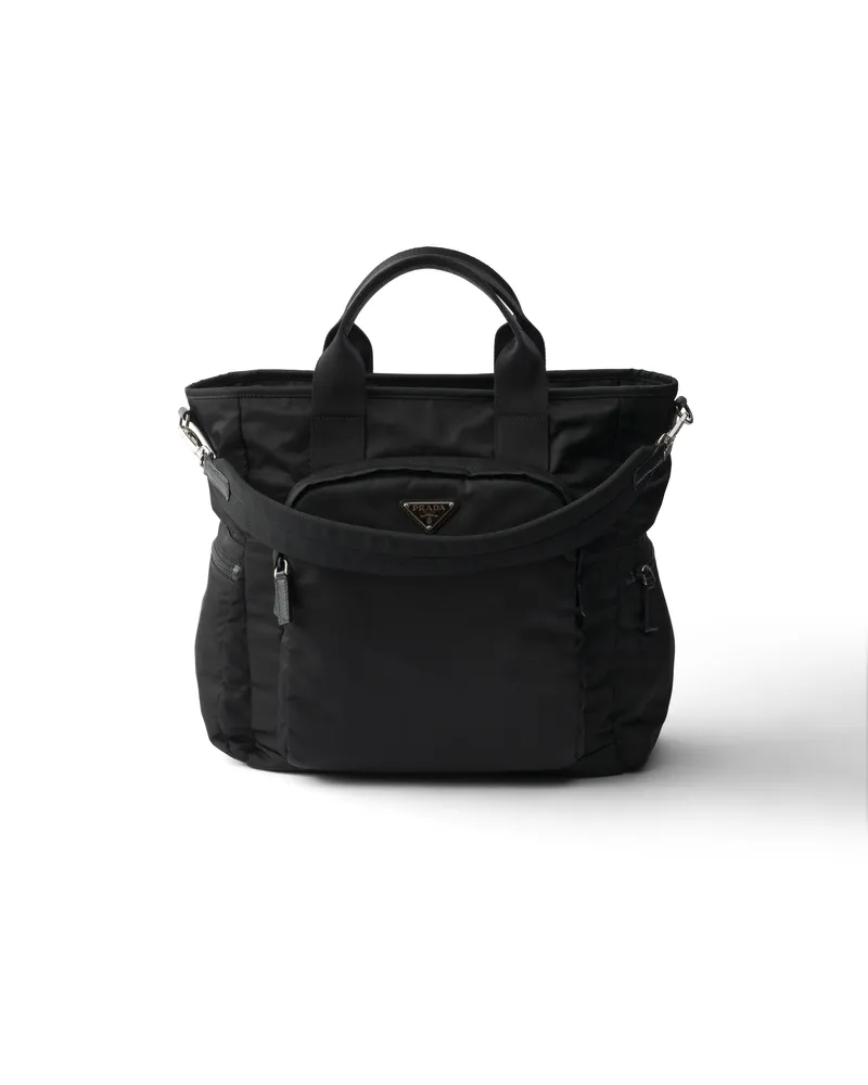 Prada Re-nylon And Saffiano Leather Tote Bag, Herren, Schwarz Schwarz