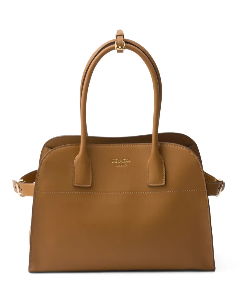 Prada Mittelgroße Tote Bag Aus Leder, Damen, Karamell Karamell