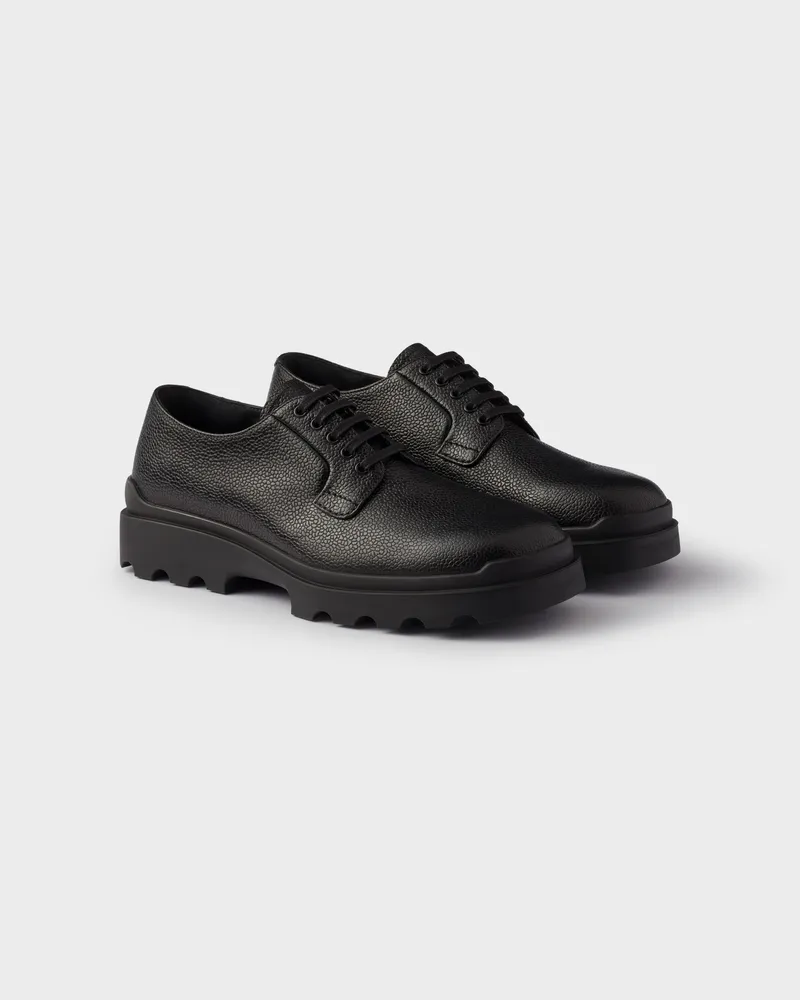Prada Derby-Schuhe aus geprägtem Leder Schwarz