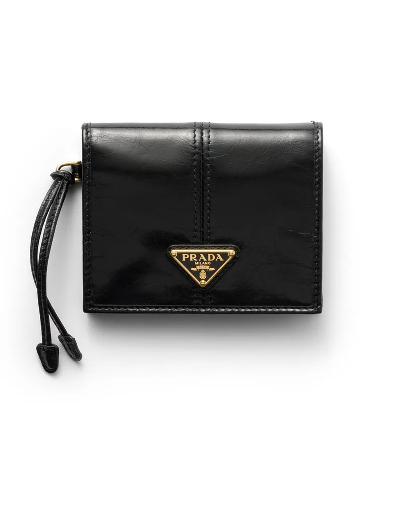 Prada Kleine Geldbörse Aus Leder, Damen, Schwarz Schwarz