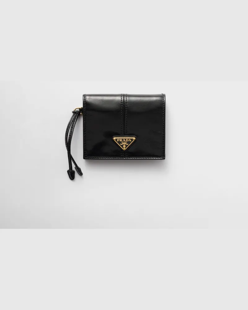Prada Kleine Geldbörse aus Leder Schwarz