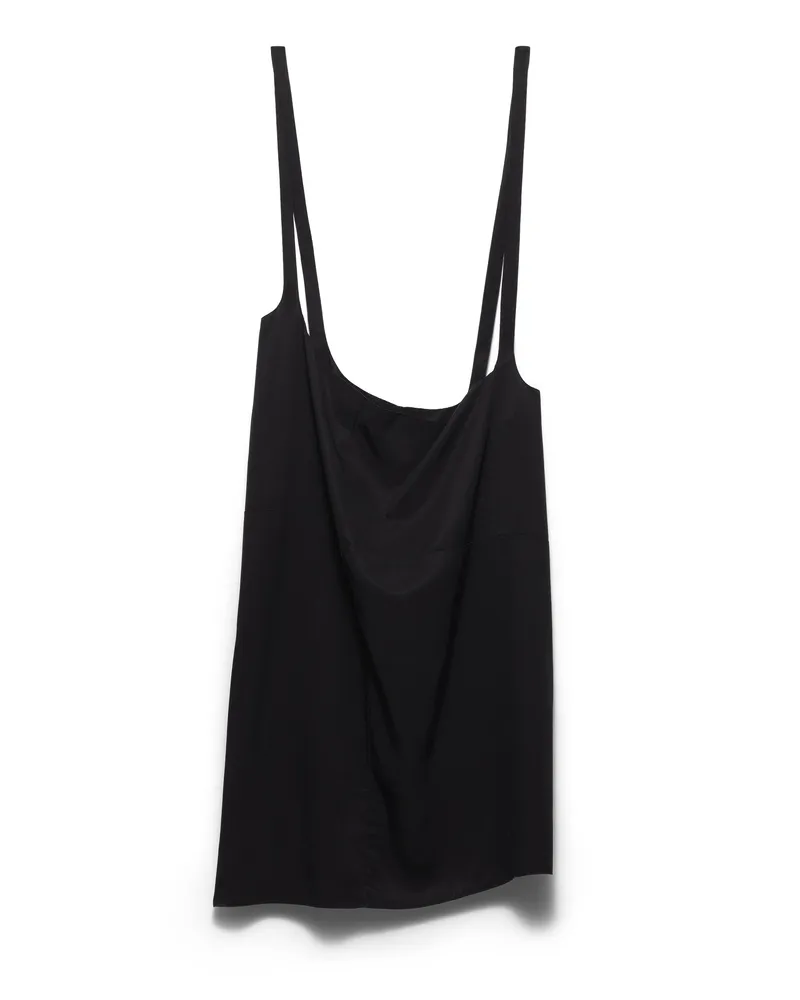 Prada Rock Aus Crêpe Mit Hosenträgern, Damen, Schwarz, Größe Schwarz