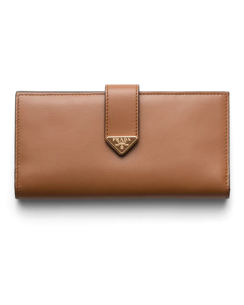 Prada Große Geldbörse Aus Leder, Damen, Cognac Cognac