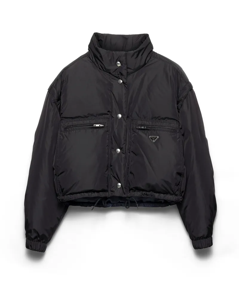 Prada Leichte Daunenjacke Aus Re-nylon Mit Kurzem Schnitt, Damen, Schwarz, Größe Schwarz