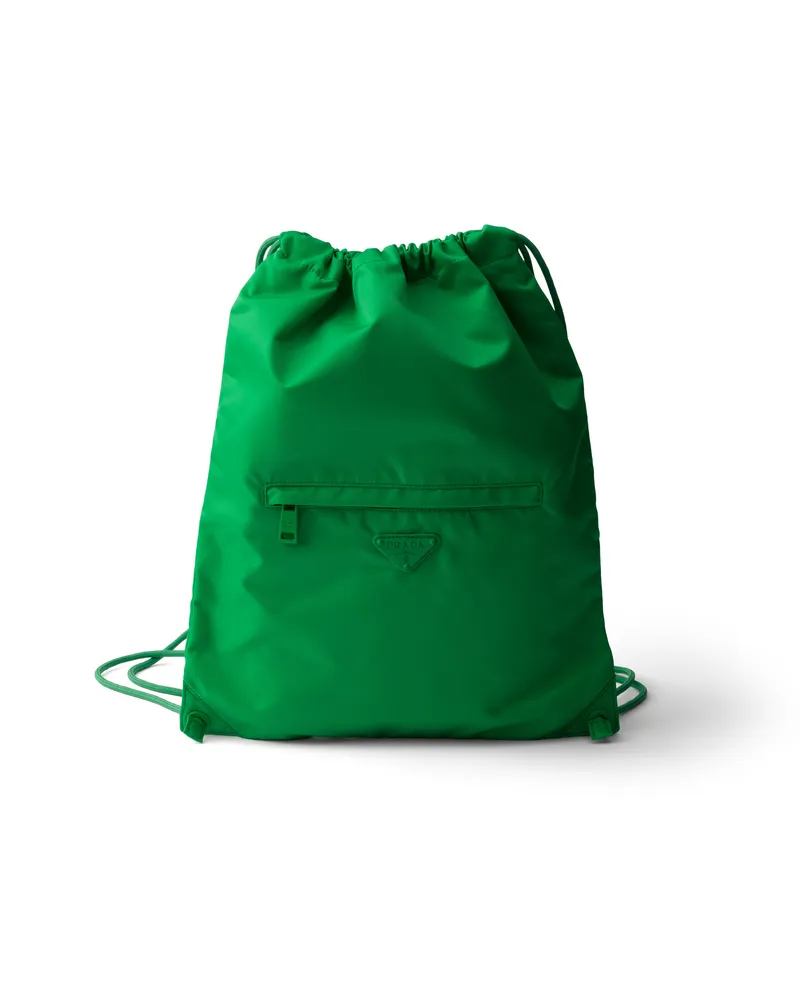 Prada Rucksack Mit Kordelzug Aus Re-nylon, , Smaragd Smaragd