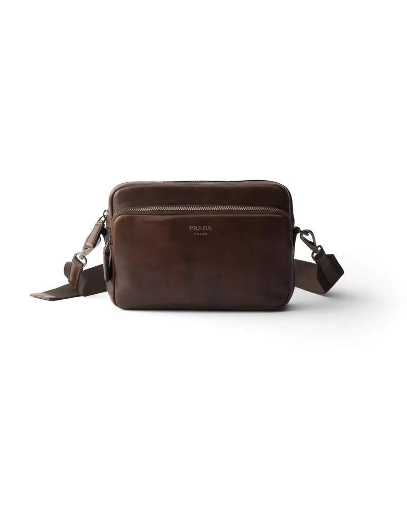 Prada Schultertasche Aus Leder, Herren, Kakaobraun Kakaobraun