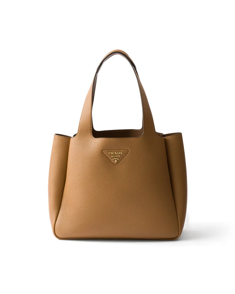 Prada Mittelgroße Tote Bag Aus Leder, Damen, Karamell Karamell