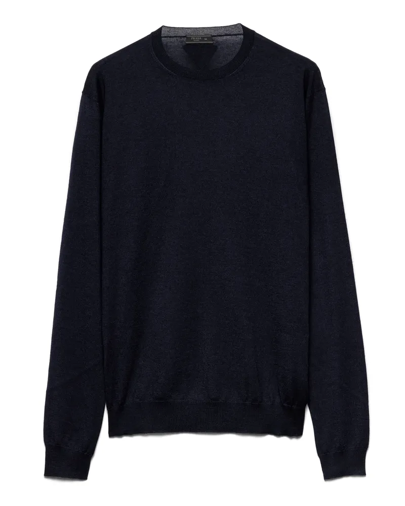 Prada Rundhalspullover Aus Kaschmir Und Seide, Herren, Blau, Größe Blau