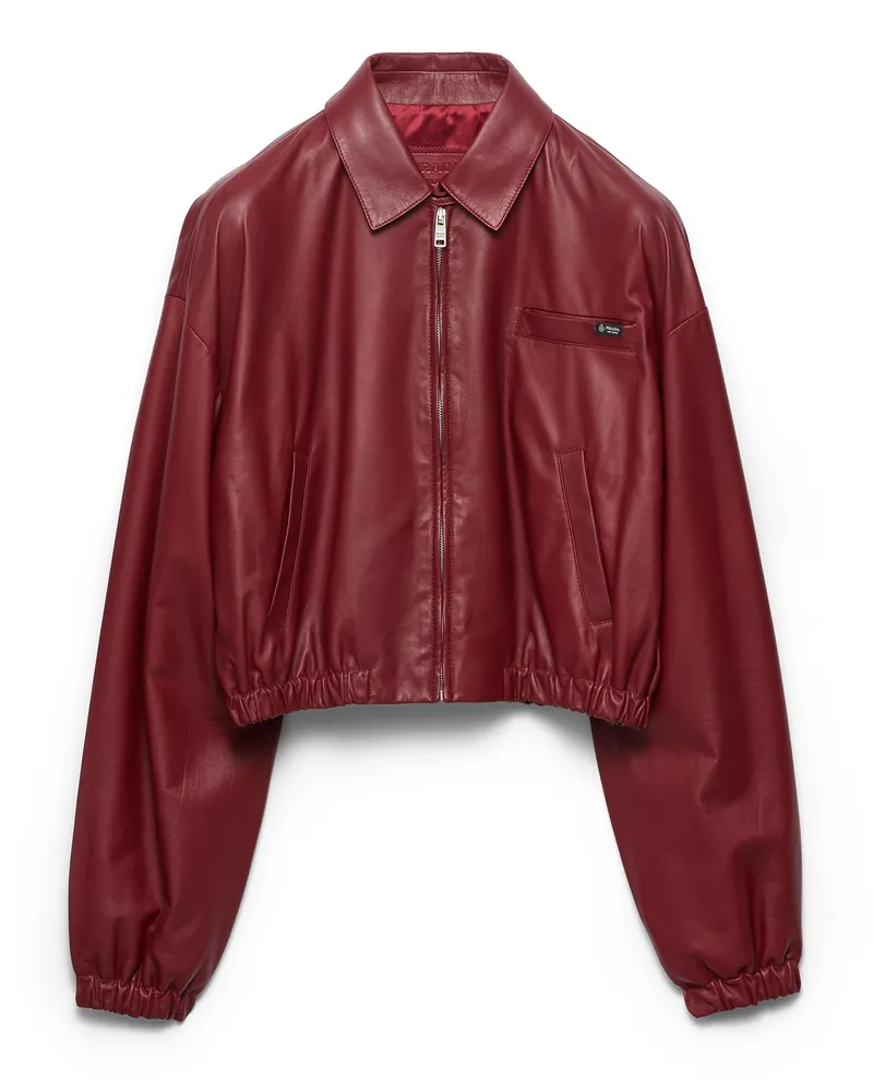 Prada Jacke Aus Nappa-leder, Damen, Kirschrot, Größe Kirschrot