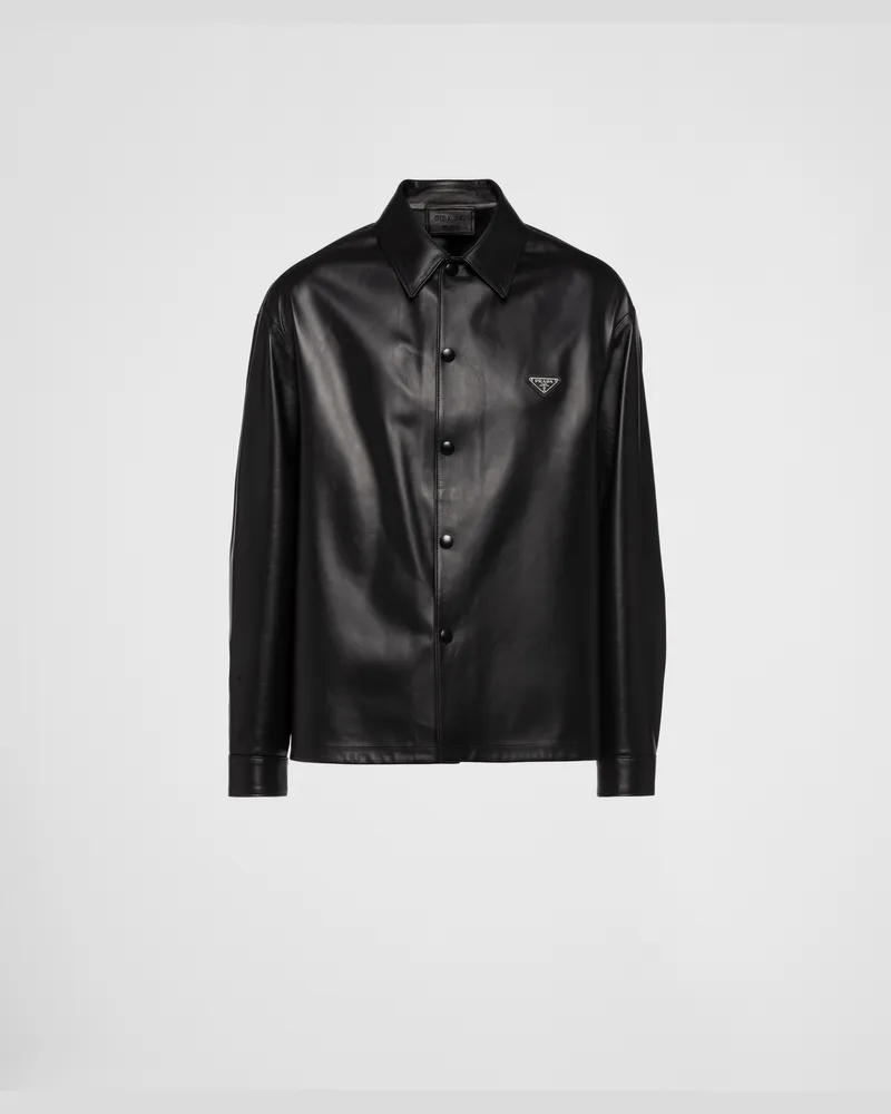 Prada Hemd aus Nappa-Leder Schwarz
