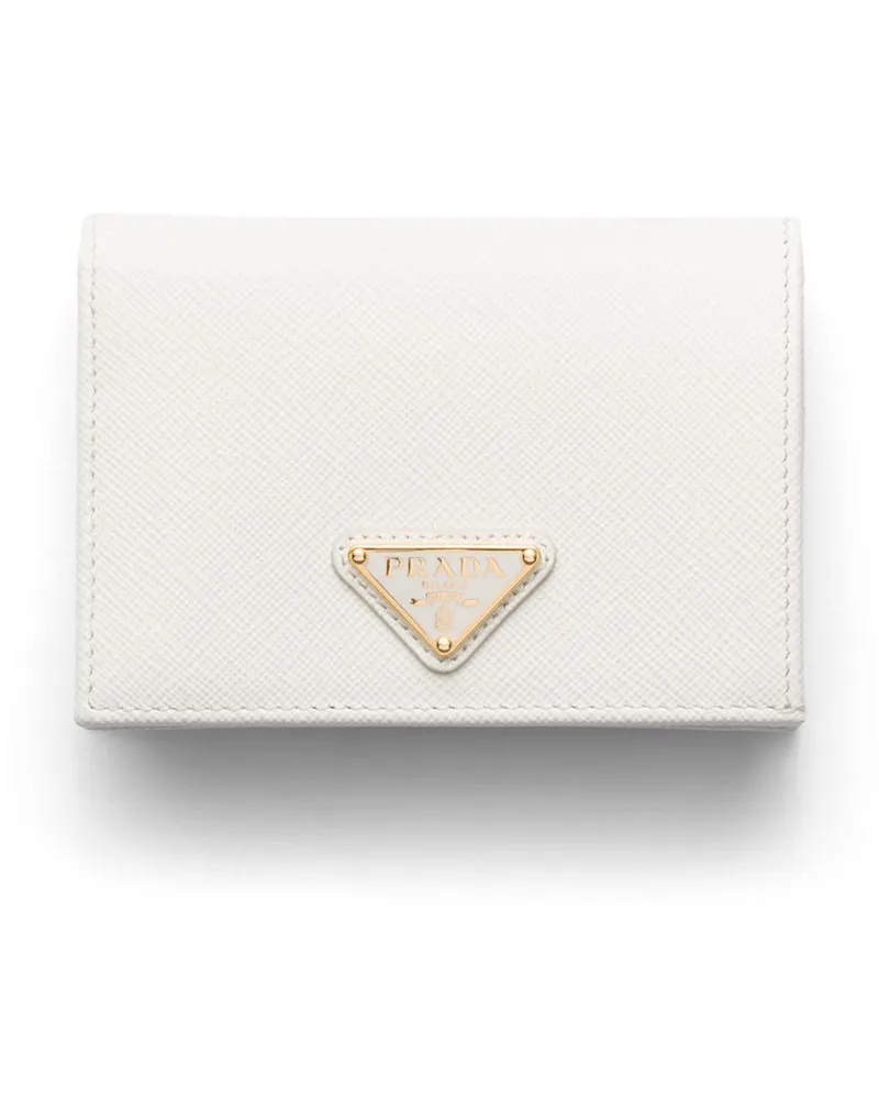 Prada Small Saffiano Leather Wallet, Damen, Weiss Weiss