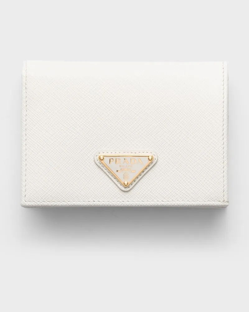 Prada Small Saffiano Leather Wallet Weiss