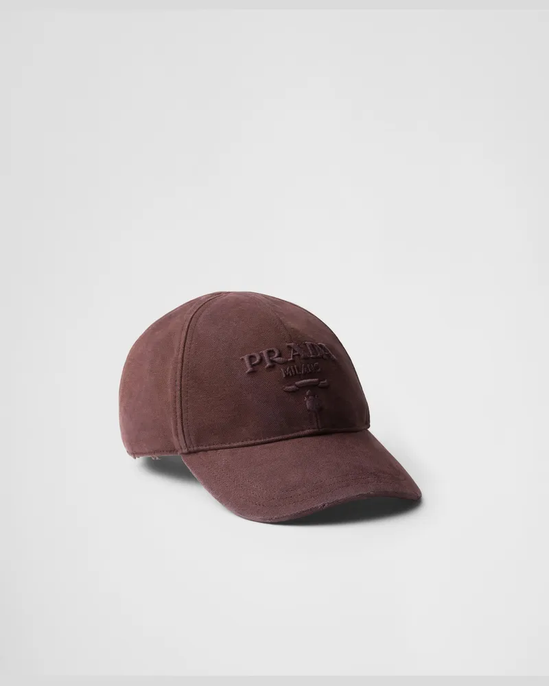 Prada Baseballkappe aus Canvas Burgunderrot