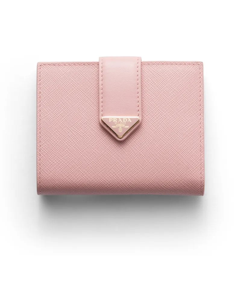 Prada Kleine Geldbörse Aus Saffiano Und Leder, Damen, Pfirsich Pfirsich