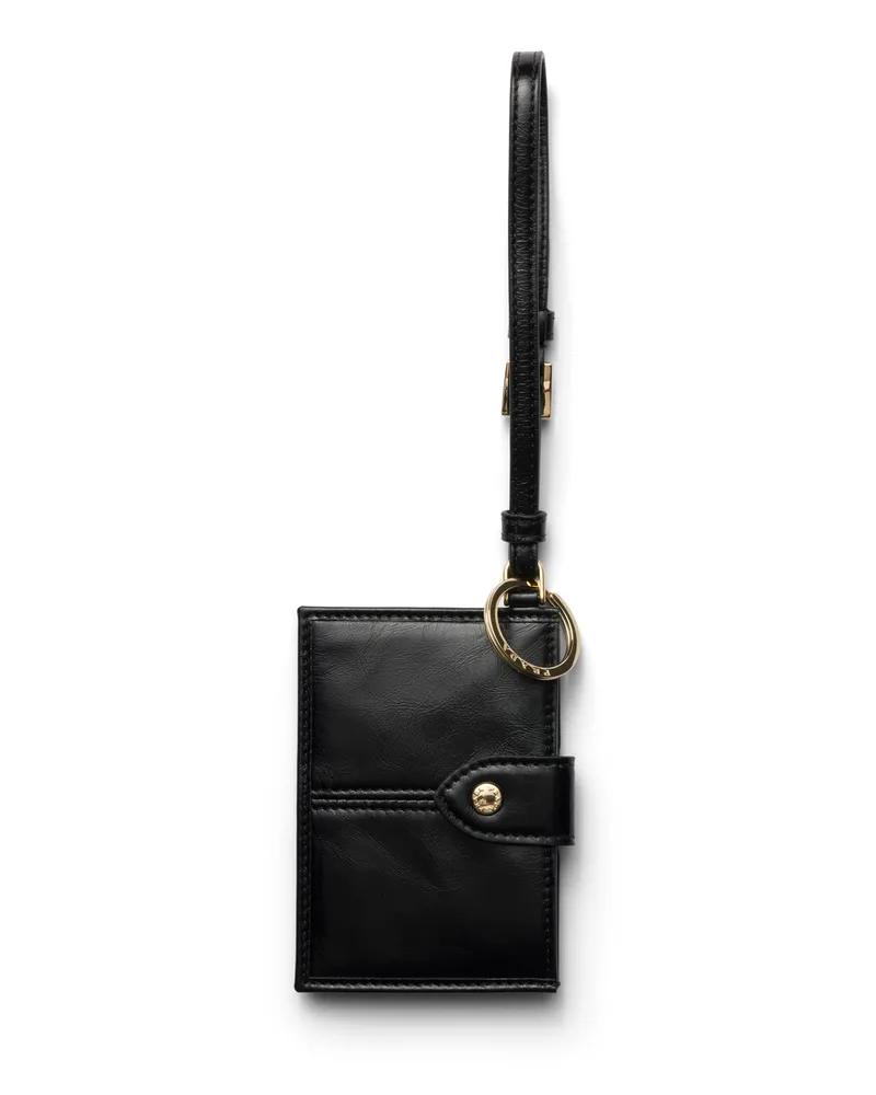 Prada Kartenetui Aus Leder, Damen, Schwarz Schwarz