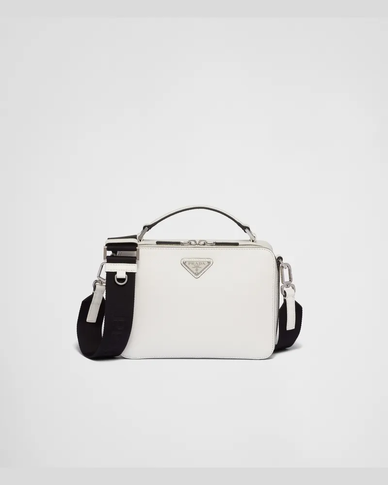 Prada Brique Tasche aus Saffiano-Leder Weiss