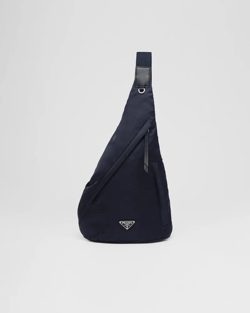 Prada Rucksack aus Re-Nylon und Leder Blau
