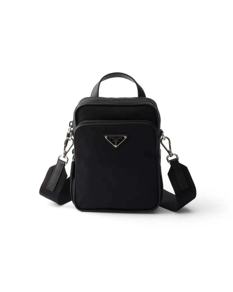 Prada Re-nylon And Saffiano Leather Shoulder Bag, Herren, Schwarz Schwarz
