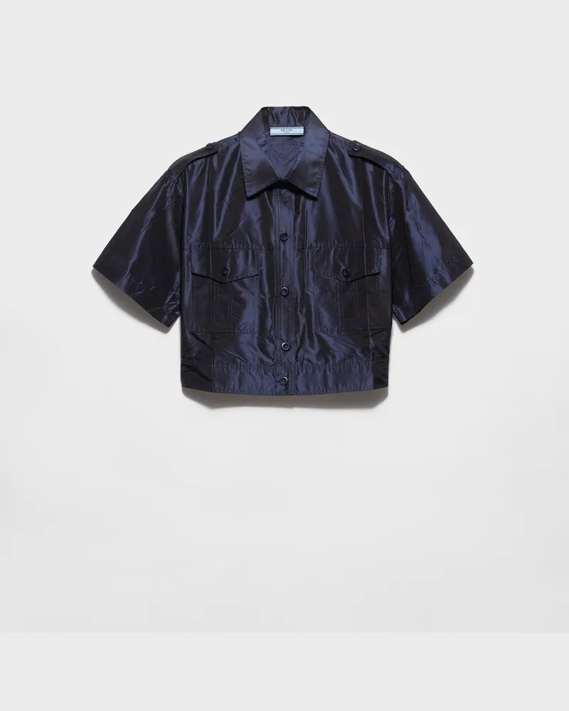 Prada Hemd aus Taft mit kurzem Schnitt Blau