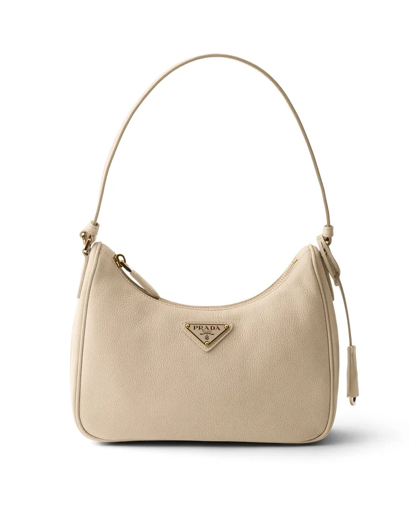 Prada Re-edition 2005 Mini Bag Aus Nubuk- Und Saffiano-leder, Damen, Wüstenbeige Wüstenbeige
