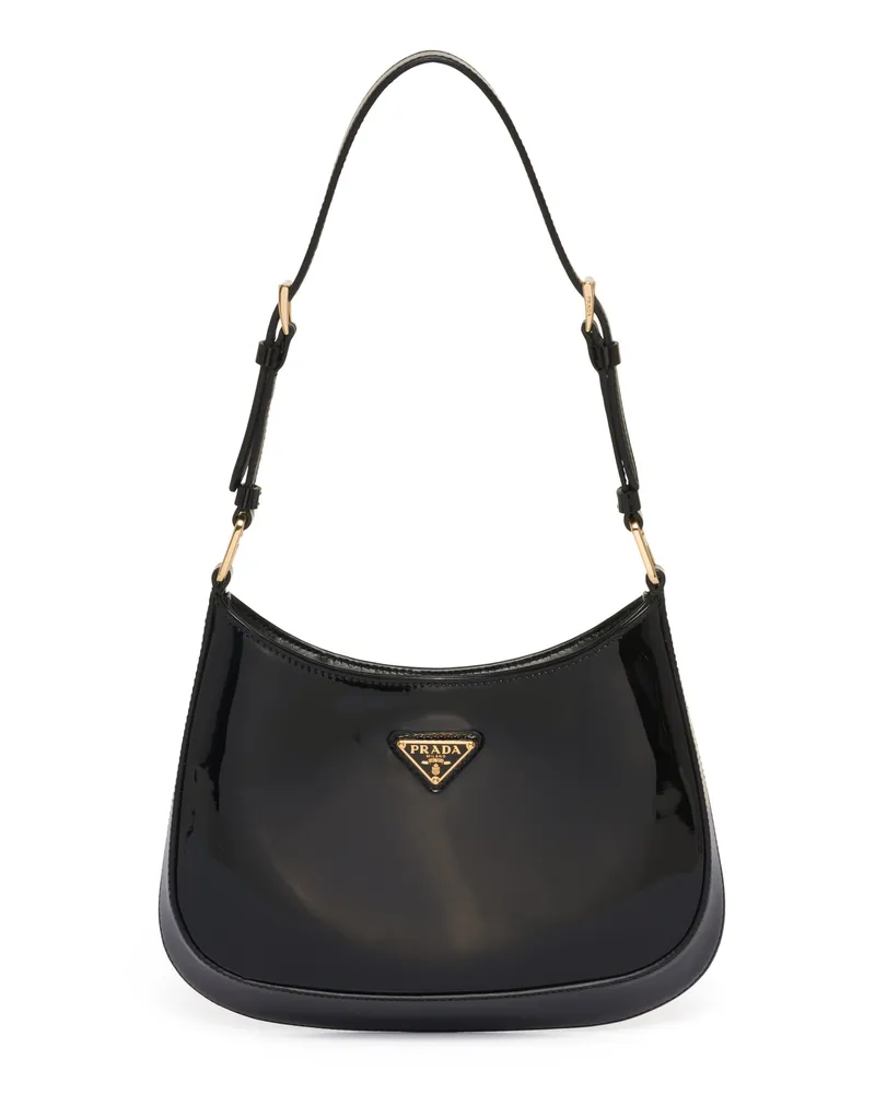 Prada Cleo Tasche Aus Lackleder, Damen, Black Black