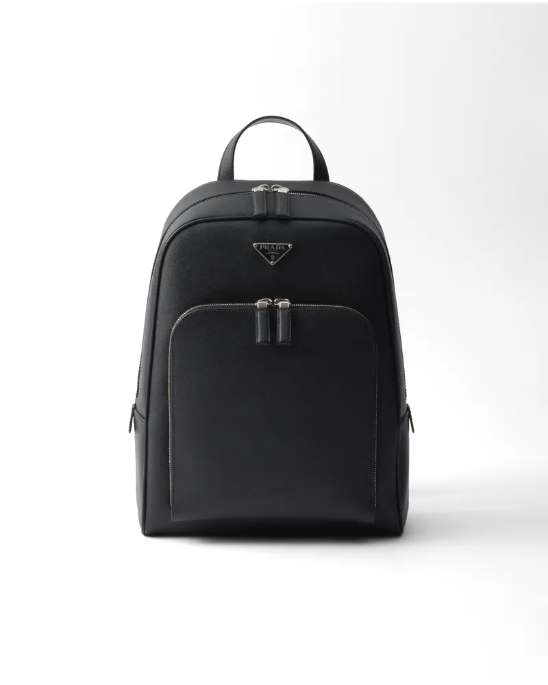 Prada Rucksack Aus Saffiano, Herren, Schwarz Schwarz