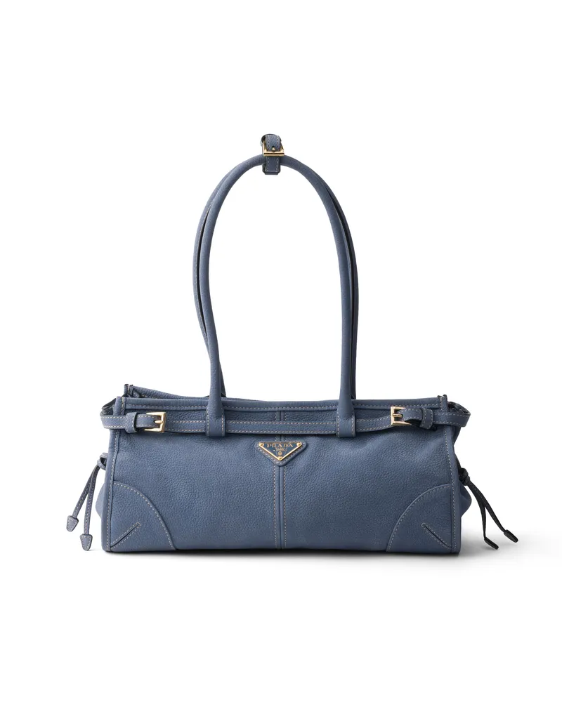 Prada Bonnie Mittelgroße Handtasche Aus Nubukleder, Damen, Aviation-blau Aviation-blau