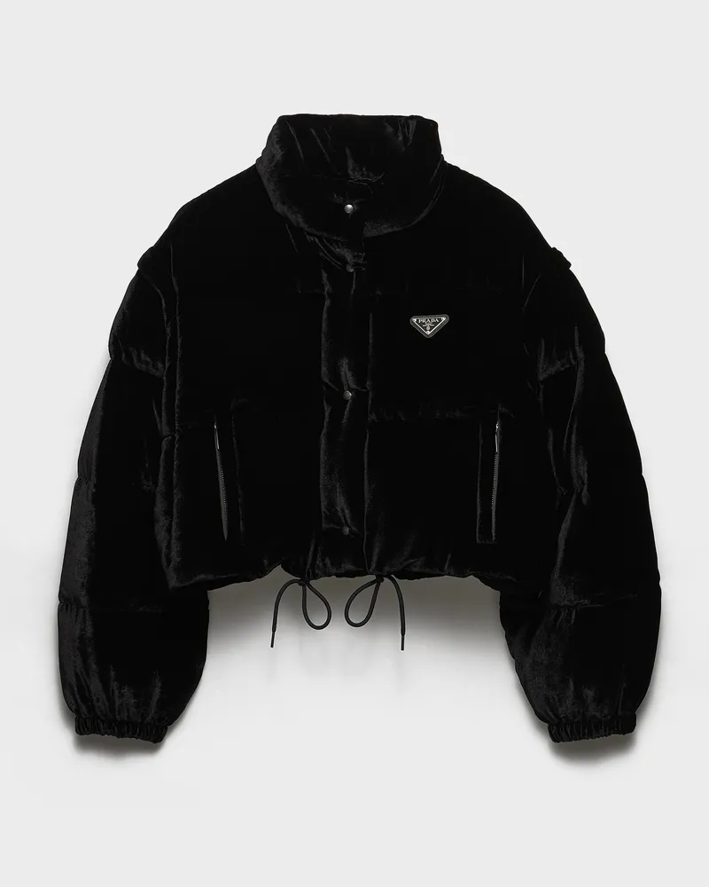 Prada Daunenjacke aus Samt Schwarz