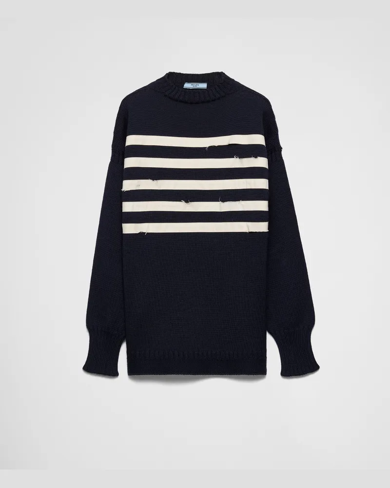 Prada Oversize-Pullover aus Wolle Blau