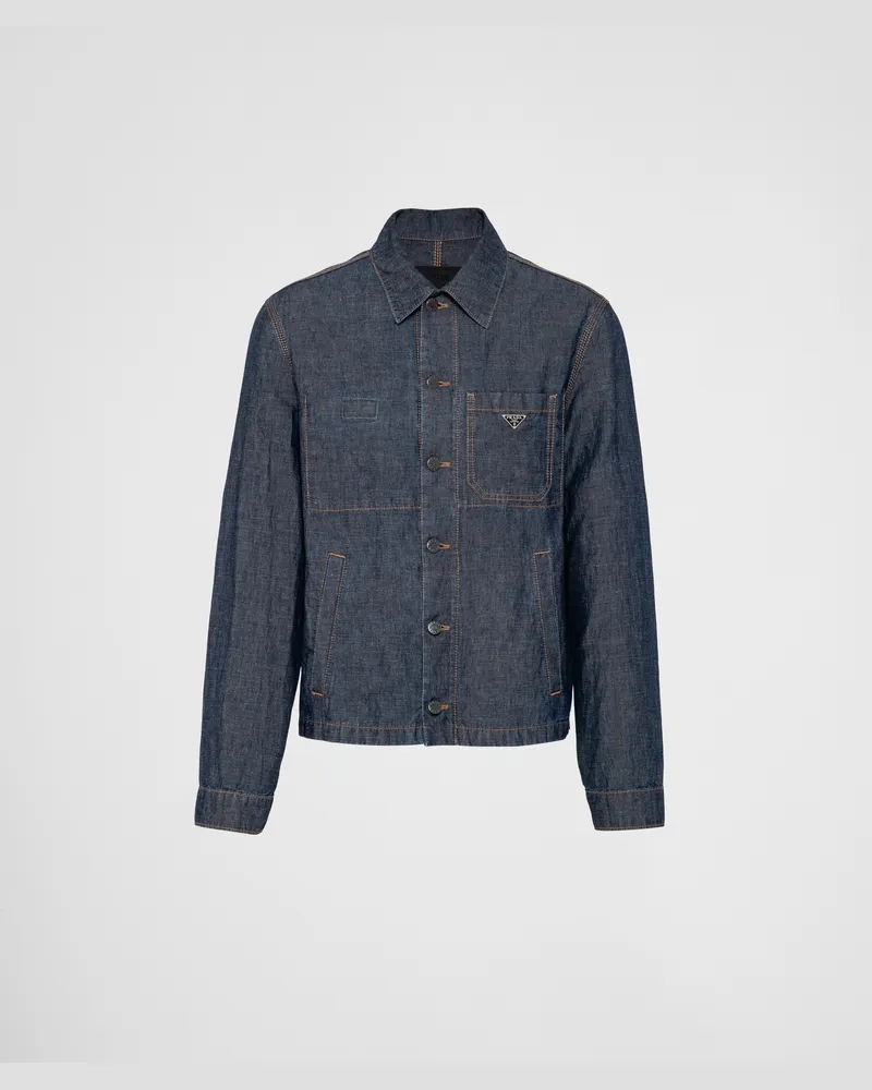 Prada Blousonjacke aus Chambray Blau