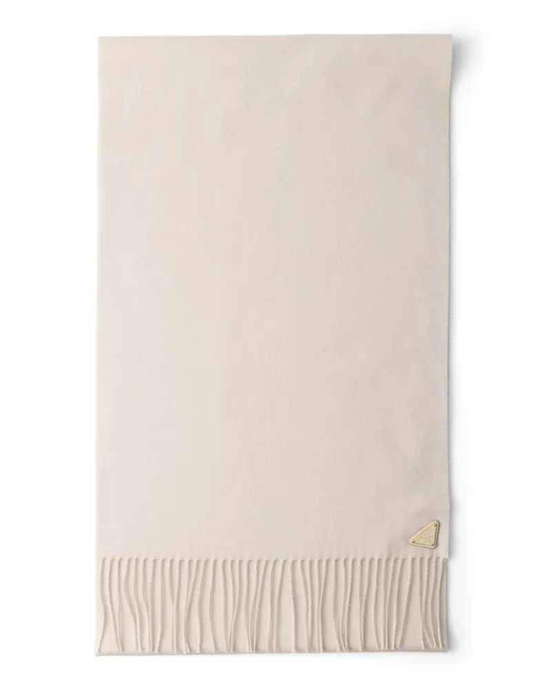 Prada Schal Aus Seide Und Kaschmir, Damen, Kalkweiss Kalkweiss