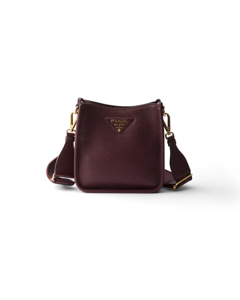 Prada Mini-schultertasche Aus Leder, Damen, Burgunder Burgunder