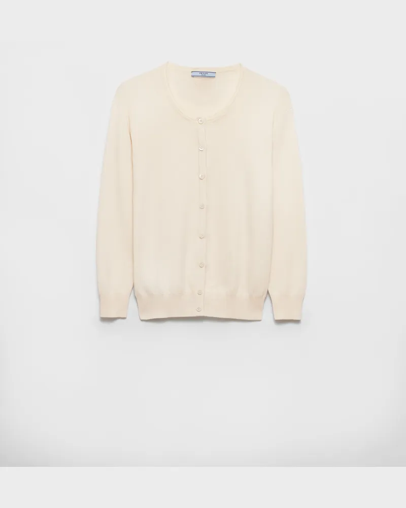 Prada Strickjacke aus Baumwollstrick und Seidenstrick Natur