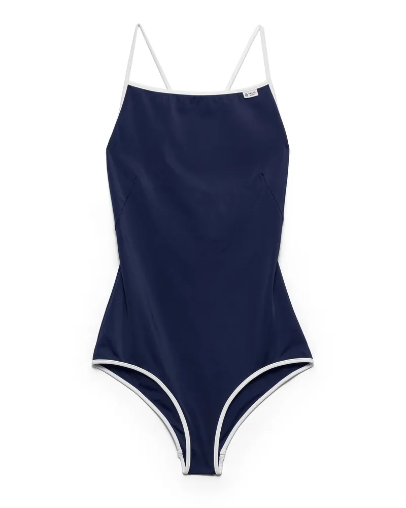 Prada Einteiliger Badeanzug Aus Jersey, Damen, Blau/weiss, Größe Blau